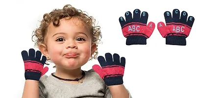 Neeba Baby Boy's  Baby Girl's Soft Woolen Winter Warm Kids ABCD Gloves Size Free Pack of 2-thumb1