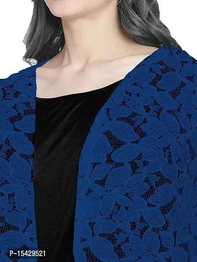 Neeba 3/4th Sleeves Cotton Net Floral Design Shrug for Women  Girls for Both Casual  Formal Wear-thumb3