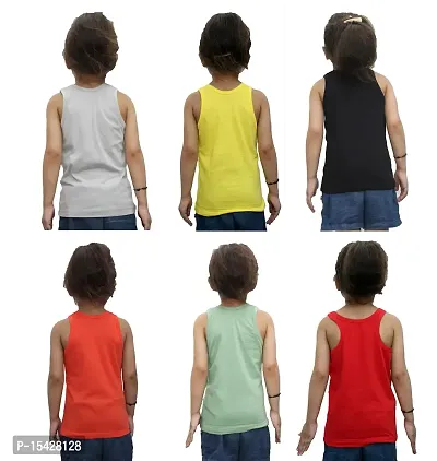 Neeba Multi-Coloured 100% Cotton Regular Fit Toddler Coloured Baniyan/Vest for Kids/Boys Pack of 6 (Colour/Print May Vary)-thumb2