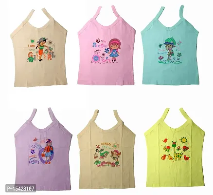 Neeba Girl's Super Combed Cotton Camisole (Pack of 6)-thumb0