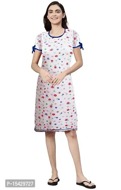 Neeba Cotton Printed Maxi Nighty Sleepwear Knee Length Lose Fit Lounge Wear Women's Nighties  Nightdresses/Gown