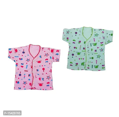 Neeba Half-Sleeve Front Open Cotton Vest/Jhabla/Tshirt for Newborn Baby Boys  Girls-thumb0