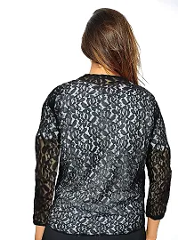 Neeba 3/4th Sleeves Cotton Net Floral Design Shrug for Women  Girls for Both Casual  Formal Wear-thumb1