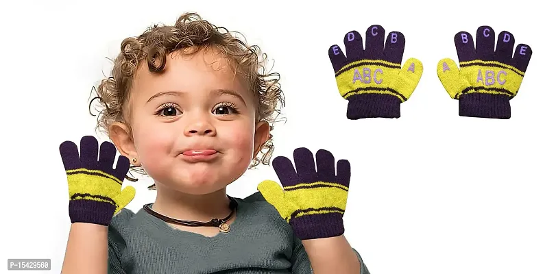 Neeba Baby Boy's  Baby Girl's Soft Woolen Winter Warm Kids ABCD Gloves Size Free Pack of 2-thumb3