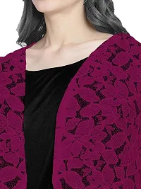 Neeba 3/4th Sleeves Cotton Net Floral Design Shrug for Women  Girls for Both Casual  Formal Wear-thumb2
