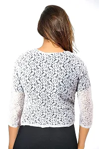 Neeba 3/4th Sleeves Cotton Net Floral Design Shrug for Women  Girls for Both Casual  Formal Wear-thumb1