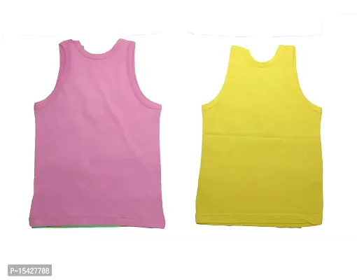 Neeba Multi-Coloured 100% Cotton Regular Fit Toddler Coloured Baniyan/Vest for Kids/Boys Pack of 2 (Colour/Print May Vary)-thumb2