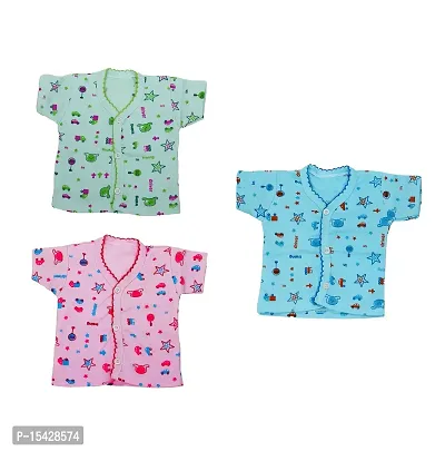 Neeba Half-Sleeve Front Open Cotton Vest/Jhabla/Tshirt for Newborn Baby Boys  Girls-thumb0