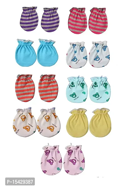 Neeba Soft Cotton Mittens for New Born Baby Regular Fit Mittens for Boys and Girls/Kids Mittens Combo Pack