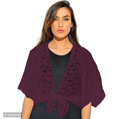 Women Broad/Butterfly Sleeve Jhabla Style Cotton Blend Shrug for Women-thumb3