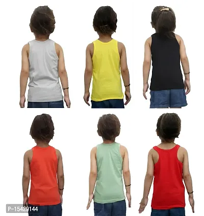 Tronaddis Multi-Coloured 100% Cotton Regular Fit Toddler Coloured Baniyan/Vest for Kids/Boys Pack of 6 (Colour/Print May Vary)-thumb2