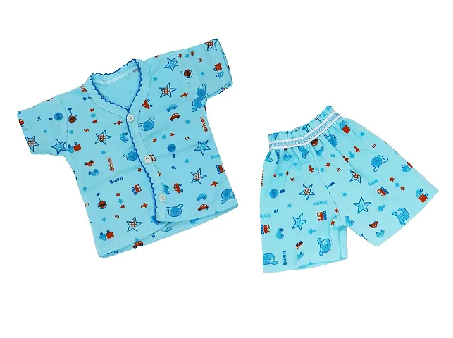 Neeba Front Open Half-Sleeve Vest and Shorts Set For Newborn Baby Boys Girls