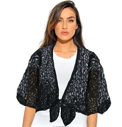 Women Broad/Butterfly Sleeve Jhabla Style Cotton Blend Shrug for Women