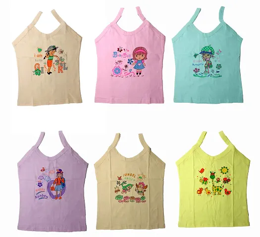 Neeba Girl's Super Combed Camisole (Pack of 6)