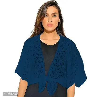Women Broad/Butterfly Sleeve Jhabla Style Cotton Blend Shrug for Women-thumb0