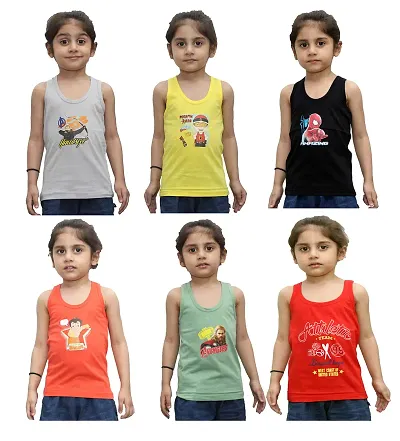 Neeba 100% Regular Fit Toddler Coloured Baniyan/Vest for Kids/Boys Pack of (Colour/Print May Vary)