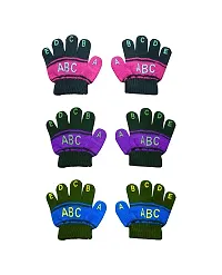 Neeba Baby Boy's  Baby Girl's Soft Woolen Winter Warm Kids ABCD Gloves Size Free Pack of 3-thumb3