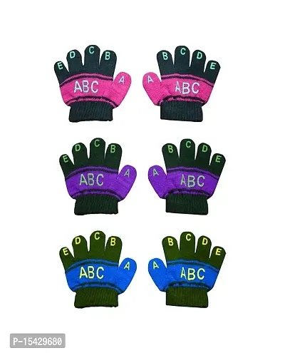 Neeba Baby Boy's  Baby Girl's Soft Woolen Winter Warm Kids ABCD Gloves Size Free Pack of 3-thumb4
