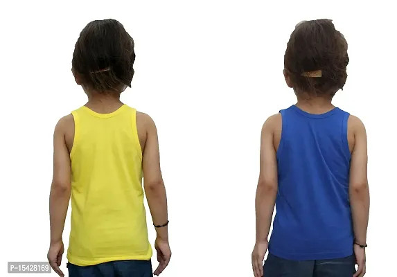 Neeba Multi-Coloured 100% Cotton Regular Fit Toddler Coloured Baniyan/Vest for Kids/Boys Pack of 2 (Colour/Print May Vary)-thumb2