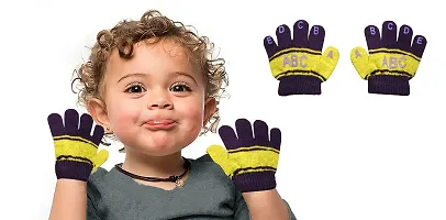 Neeba Baby Boy's  Baby Girl's Soft Woolen Winter Warm Kids ABCD Gloves Size Free Pack of 6-thumb2