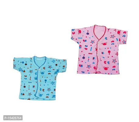 Neeba Half-Sleeve Front Open Cotton Vest/Jhabla/Tshirt for Newborn Baby Boys  Girls