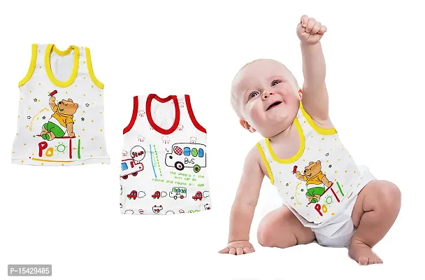 Neeba New Born Baby Boys Soft Cotton Printed Vest Inner Wear for Infants Vest Kids Toddler Baniyan Printed Vest Pack of 6