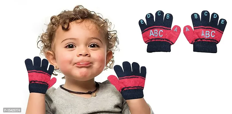 Neeba Baby Boy's  Baby Girl's Soft Woolen Winter Warm Kids ABCD Gloves Size Free Pack of 9-thumb2