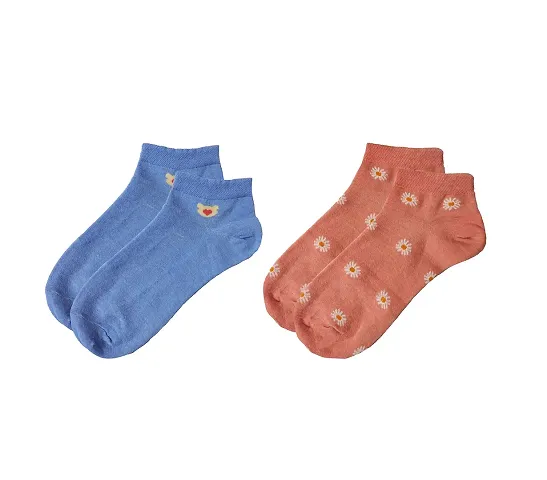 Neeba MultiColor Women's Cotton Ankle Length Sports Socks, Regular Wear Ankle Socks for Women, Girls Socks (Free Size)