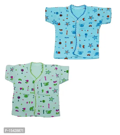 Neeba Half-Sleeve Front Open Cotton Vest/Jhabla/Tshirt for Newborn Baby Boys  Girls