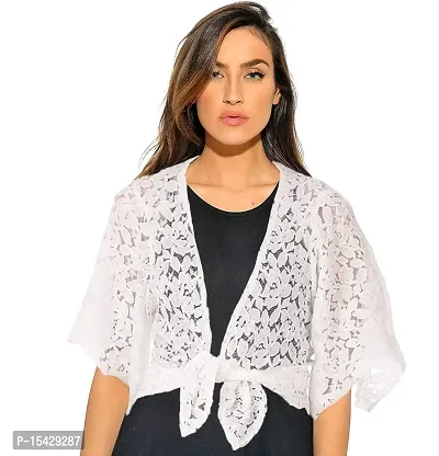 Women Broad/Butterfly Sleeve Jhabla Style Cotton Blend Shrug for Women-thumb0