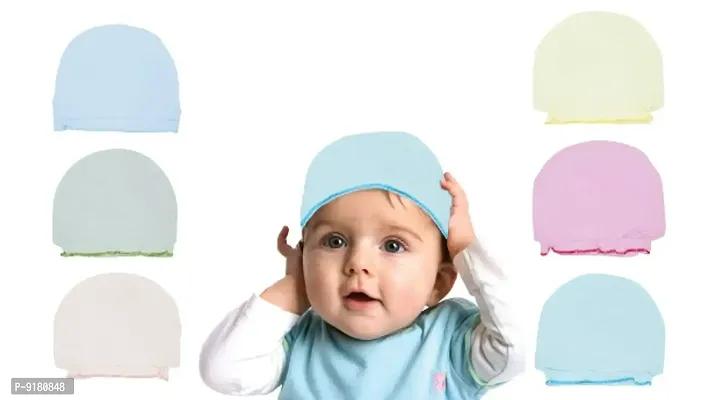 Classic Multicolor Cotton Cap For Newborn Babies Pack of 6-thumb0