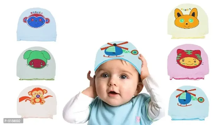 Classic Printed Cotton Cap For Newborn Babies Pack of 6
