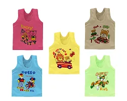 Classic Cotton Blend Printed Sleeveless Tees for Kids Boy Pack of 5-thumb4