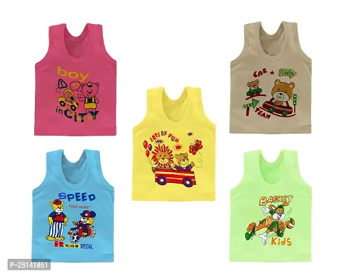 Classic Cotton Blend Printed Sleeveless Tees for Kids Boy Pack of 5-thumb5