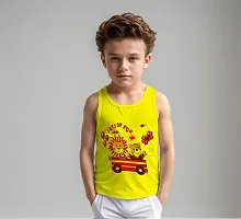 Classic Cotton Blend Printed Sleeveless Tees for Kids Boy Pack of 5-thumb3