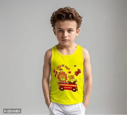 Classic Cotton Blend Printed Sleeveless Tees for Kids Boy Pack of 5-thumb4