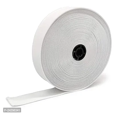 Bobbiny Braided Elastic Band Black Elastic(1.5 Inch 15Meters.White) Cord Heavy Stretch High Elasticity Knit Elastic Band, Ideal For Tailoring Sewing, Fashion Designing, Boutique, Stitching White.