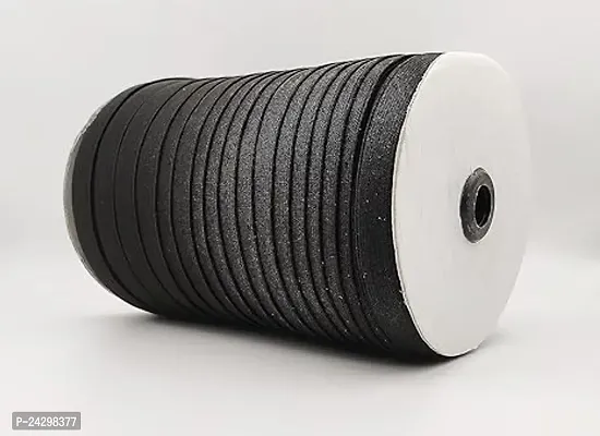 Bobbiny Black Elastic Band(12Mm 25Meter.) Woven Knitted Flat Elastic For Tailoring, Stitching, Sewing, Mask Making Crafts And Other Projects