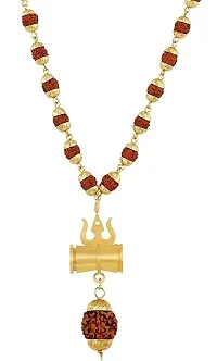 One Coin Spiritual Shiv Shakti KAVACH/RUDRAKSHA Locket/Pendant with Golden Coated Capping Chain-Unisex-thumb1