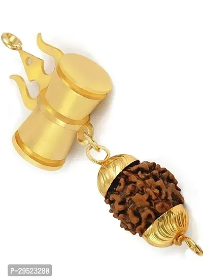 One Coin Spiritual Shiv Shakti KAVACH/RUDRAKSHA Locket/Pendant with Golden Coated Capping Chain-Unisex-thumb4