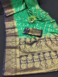 Beautiful Cotton Silk Green Jacquard Saree With Blouse Piece-thumb1