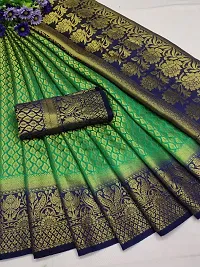 Beautiful Cotton Silk Green Jacquard Saree With Blouse Piece-thumb1