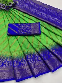 Beautiful Cotton Silk Green Jacquard Saree With Blouse Piece-thumb1