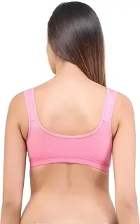 LaBelle Sports Non Padded Bra for Women's and Girls Cotton Blend Bra Full Coverage Bra Breathable Stylish Sports Bra (40B, Pink)-thumb1