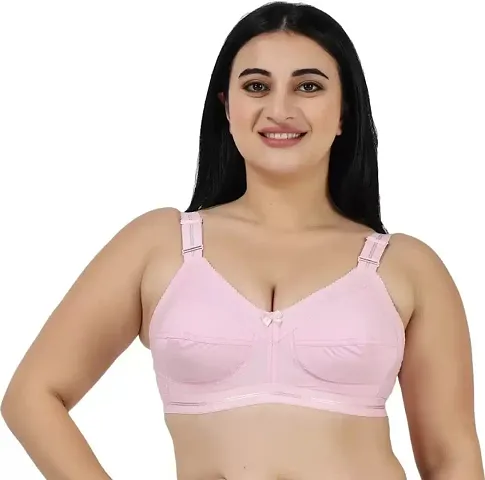 Cotton Blend Sports Women' s Non Padded Comfy Bra, Gajri, Plain at