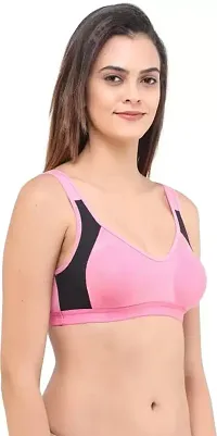 LaBelle Sports Non Padded Bra for Women's and Girls Cotton Blend Bra Full Coverage Bra Breathable Stylish Sports Bra (36B, Pink)-thumb2
