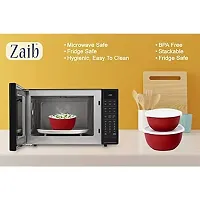 Zaib Steel Bowl With Lid Microwave Safe Containers (Red Plain)-thumb4