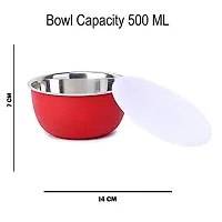 Zaib Microwave Safe Euro Bowl with Lid for Kitchen Food Storage Set of 4 (500 ML)-thumb2