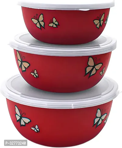 Durable Stainless Steel Microwave Safe Containers With Lid For Kitchen Food Storage Pack Of 3-thumb0