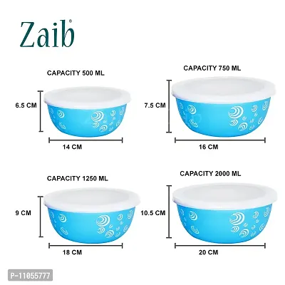 Zaib Stainless Steel Microwave Safe Euro Bowl with Lid for Kitchen Food Storage Set of 4 (2000 ML, 1250 ML, 750 ML, 500 ML)-thumb5